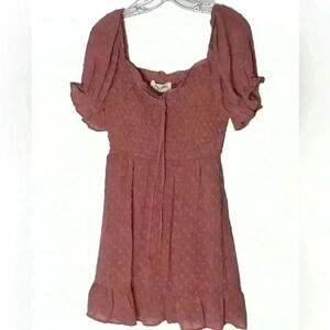 June & Hudson Dress Pink Women’s Size M Spring Dress Puff Sleeve Bodice(D259)